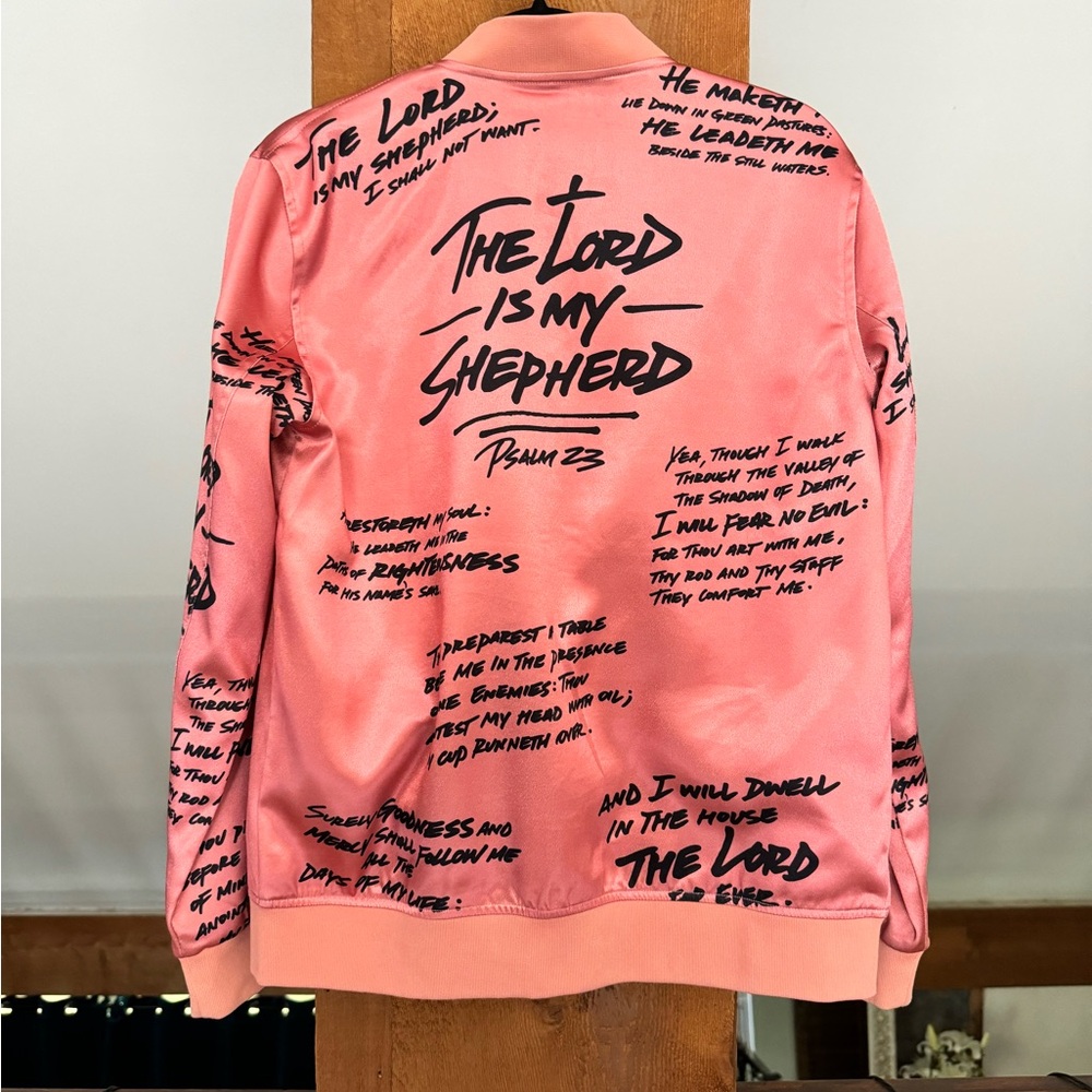 PSALM 23 BOMBER JACKET ROSE GOLD size medium